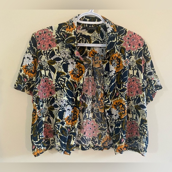Topshop Sz 8 Floral Button Down Shirt - Picture 2 of 8